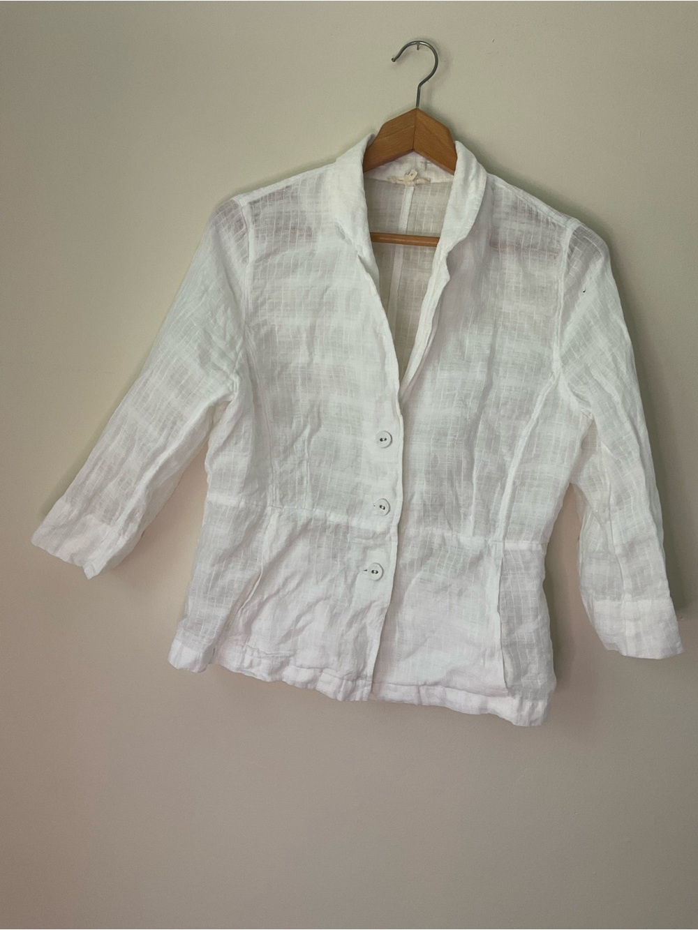 Eileen Fisher White Linen Button-Front Shirt